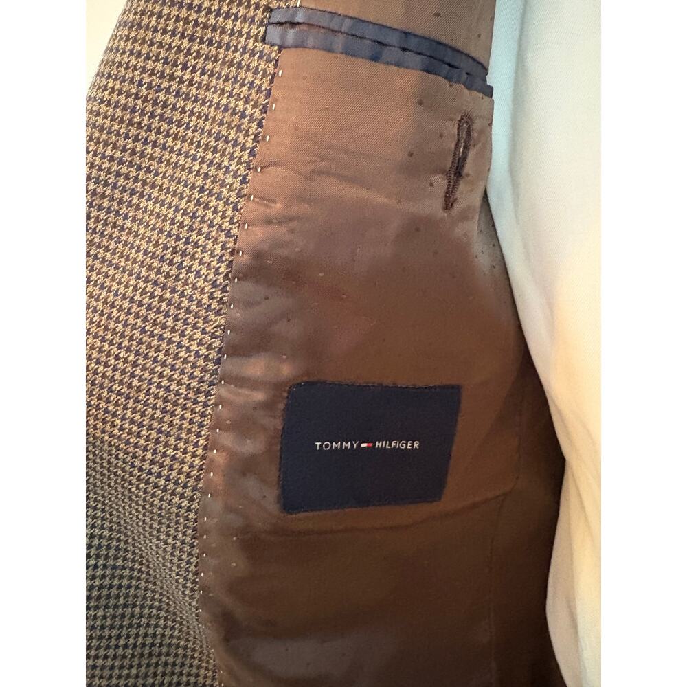 Tommy Hilfiger Blazer 38R Brown Tweed Houndstooth Check Sport Coat 2 button - Picture 8 of 12